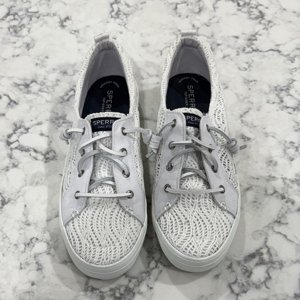 Sperry White Mesh Lace-Up Shoes size 10/41